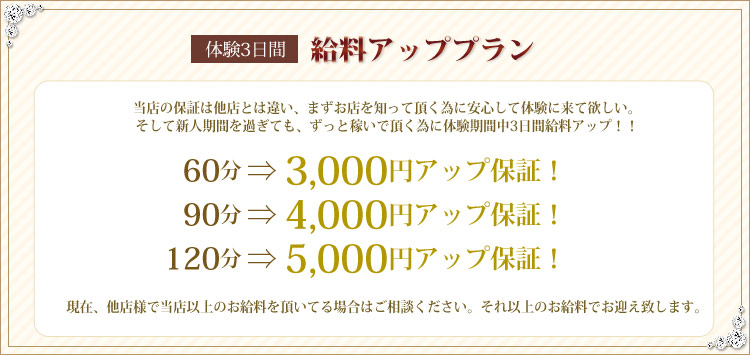 体験3日間給料大幅UP