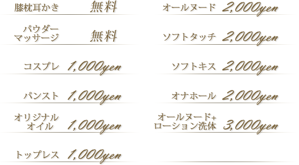 トップレス 1,000円etc